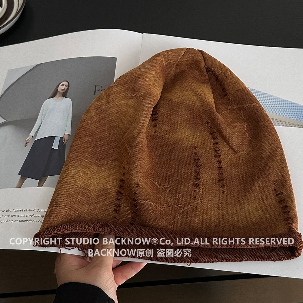 版型好BACKNOW晕染破洞堆堆帽