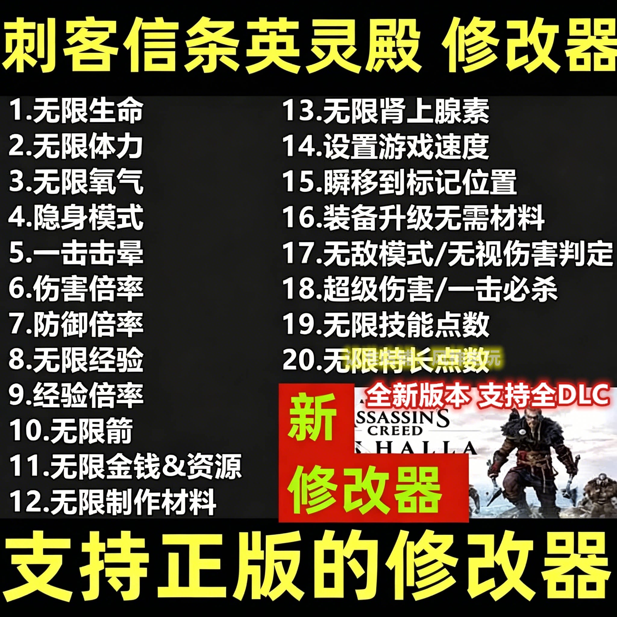 刺客信条英灵殿修改器steam正版uplay辅助科技工具支持存档图片
