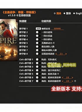 全面战争 : 帝国 -终极版修改器steam科技epic不含游戏