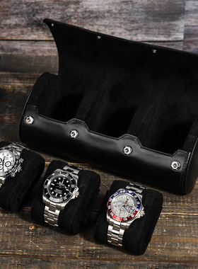 3 Slots Watch Roll Travel leather Case Box storage牛皮手表盒