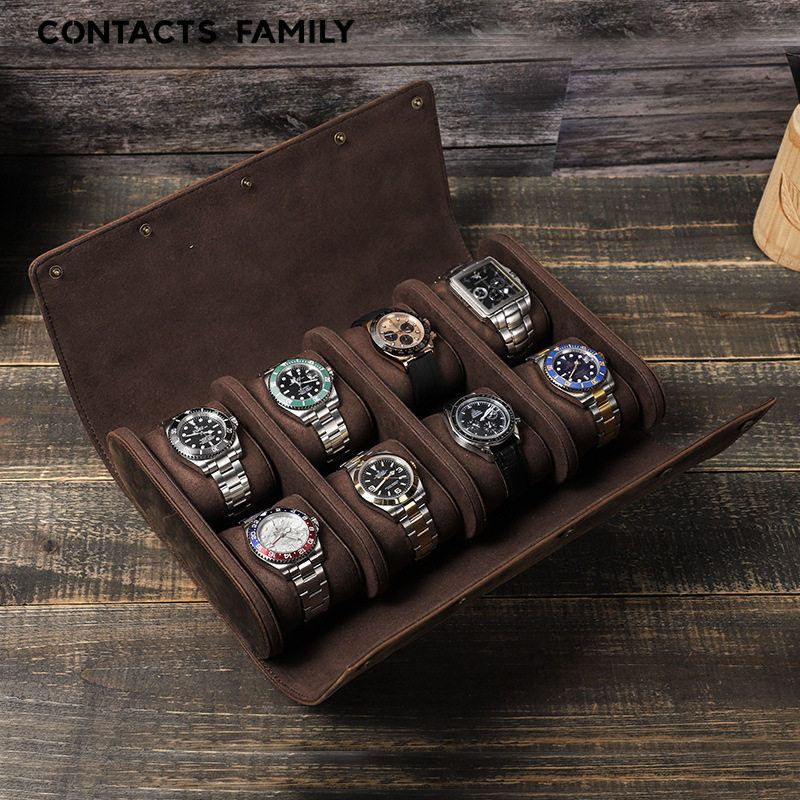 8 Slots Watch Roll Case Leather Watch Storage Box手表收纳盒