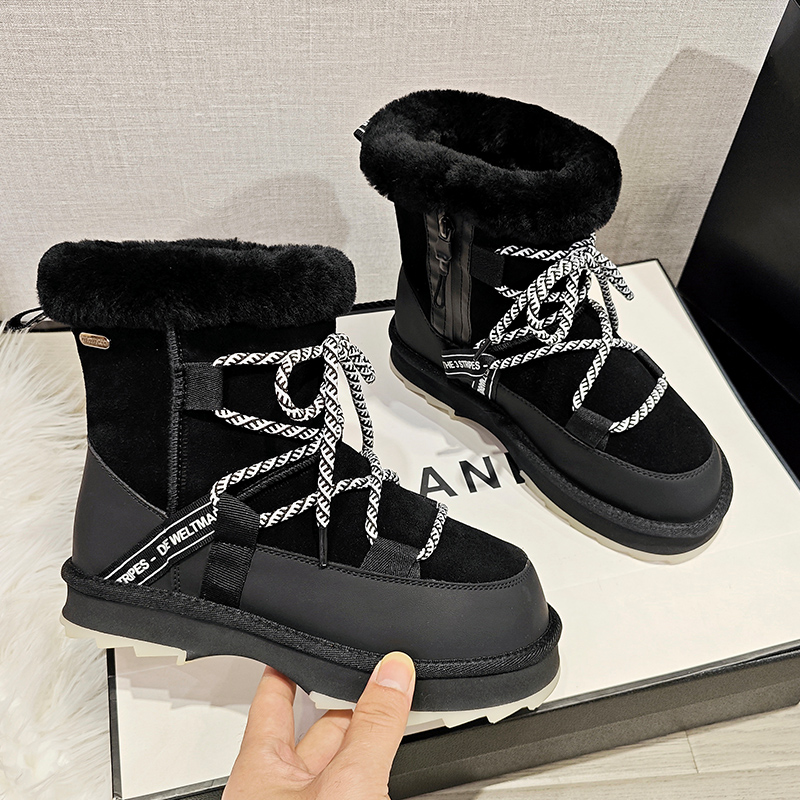 羊皮毛一体短筒雪地靴