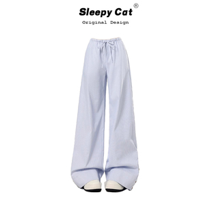 kpsr 美式复古条纹阔腿裤女2025新款高腰显瘦宽松直筒百搭休闲裤