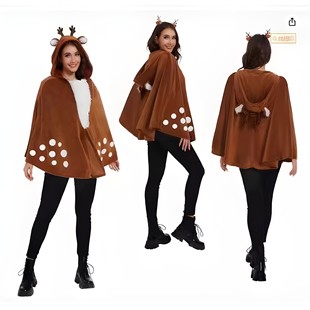 圣诞节麋鹿披风带帽套装cosplay服装女巫披肩鹿斗篷头饰鹿角头箍