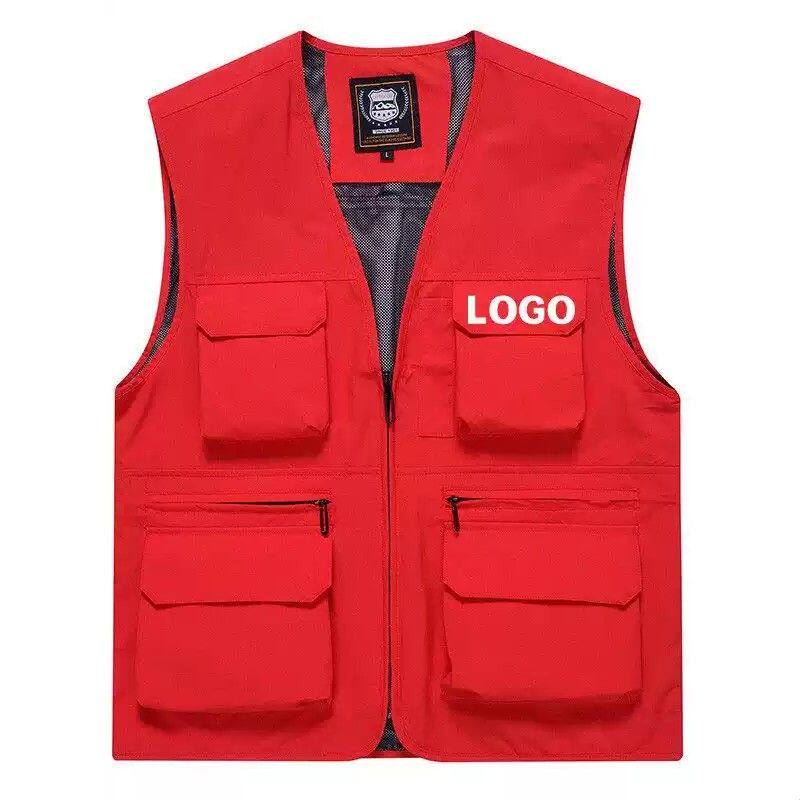 马甲男款夏季户外钓鱼背心摄影工作服多口袋工装马夹定制印字LOGO