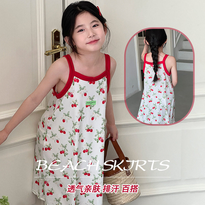 JX女童连衣裙夏季新款女宝宝夏装吊带长裙网红小女孩背心沙滩裙子