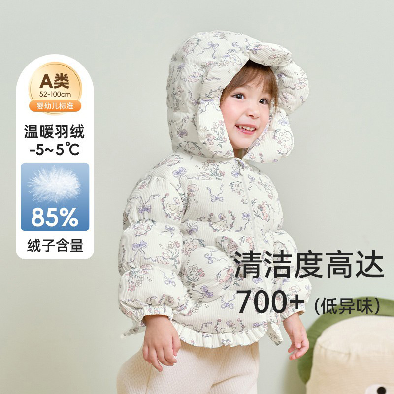 品牌宝宝羽绒服女童冬季加厚童装儿童连帽外套婴儿洋气保暖上衣