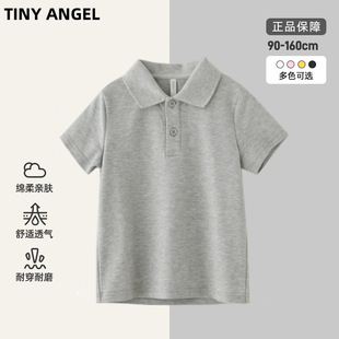 沐雨母婴儿童polo领短袖男童女童翻领T恤衫中小学生班服百搭上衣