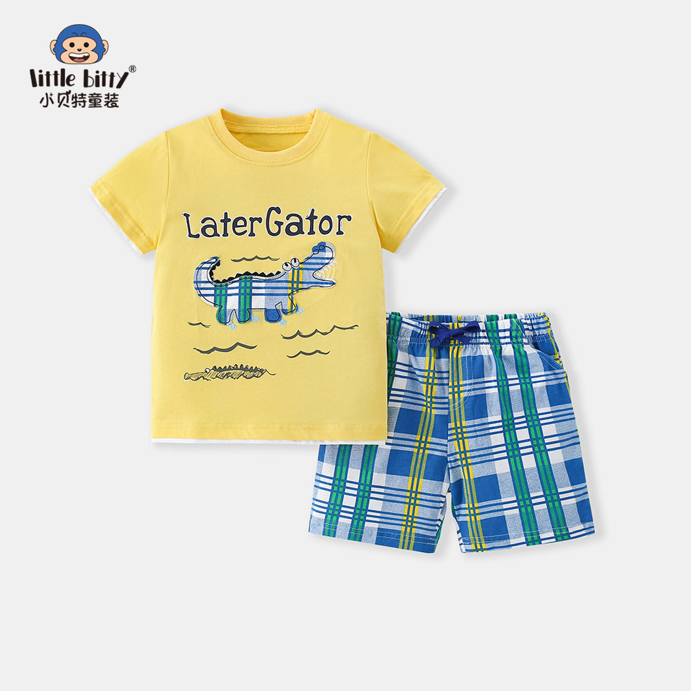 欧美儿童短袖套装2025新款夏季新款男童格子休闲短裤套装夏季套装,童装/婴儿装/亲子装,儿童运动套装,淘宝优惠券,粉丝福利购,淘宝优惠卷