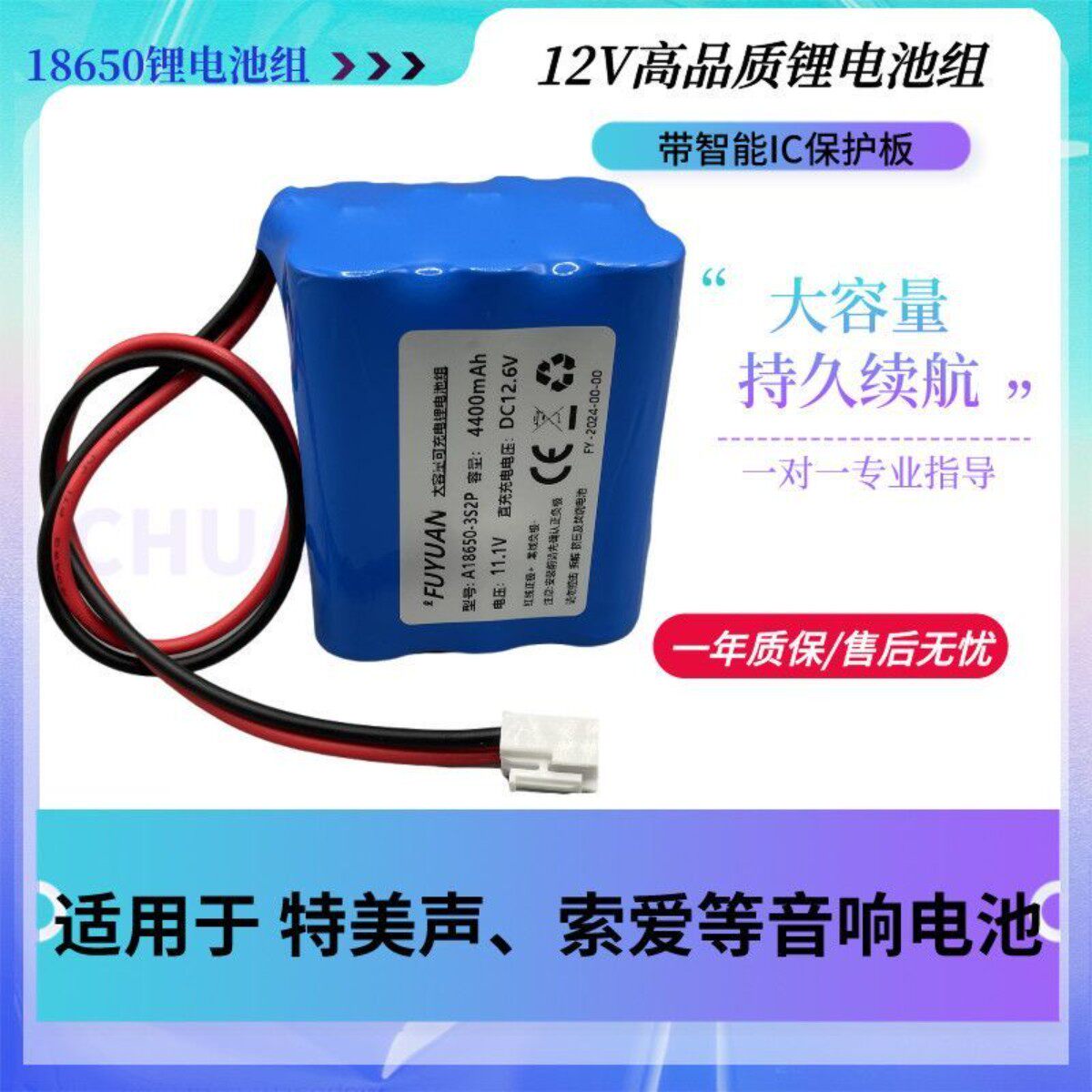 特美声12V锂电池广场舞音响索爱音箱18650充电锂电池组11.1V户外