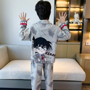 儿童睡衣男孩卡通柯南春秋天长袖 保暖青少年男大童纯棉家居服套装