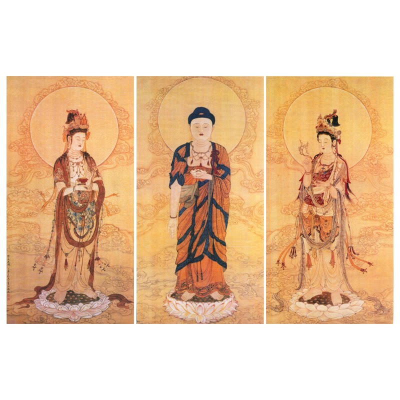 工笔画竖幅底稿西方三圣像白描底稿人物临摹勾线描打印稿516x