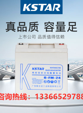 KSTAR科士达UPS不间断电源专用蓄电池6-FM-24铅酸免维护12V24AH