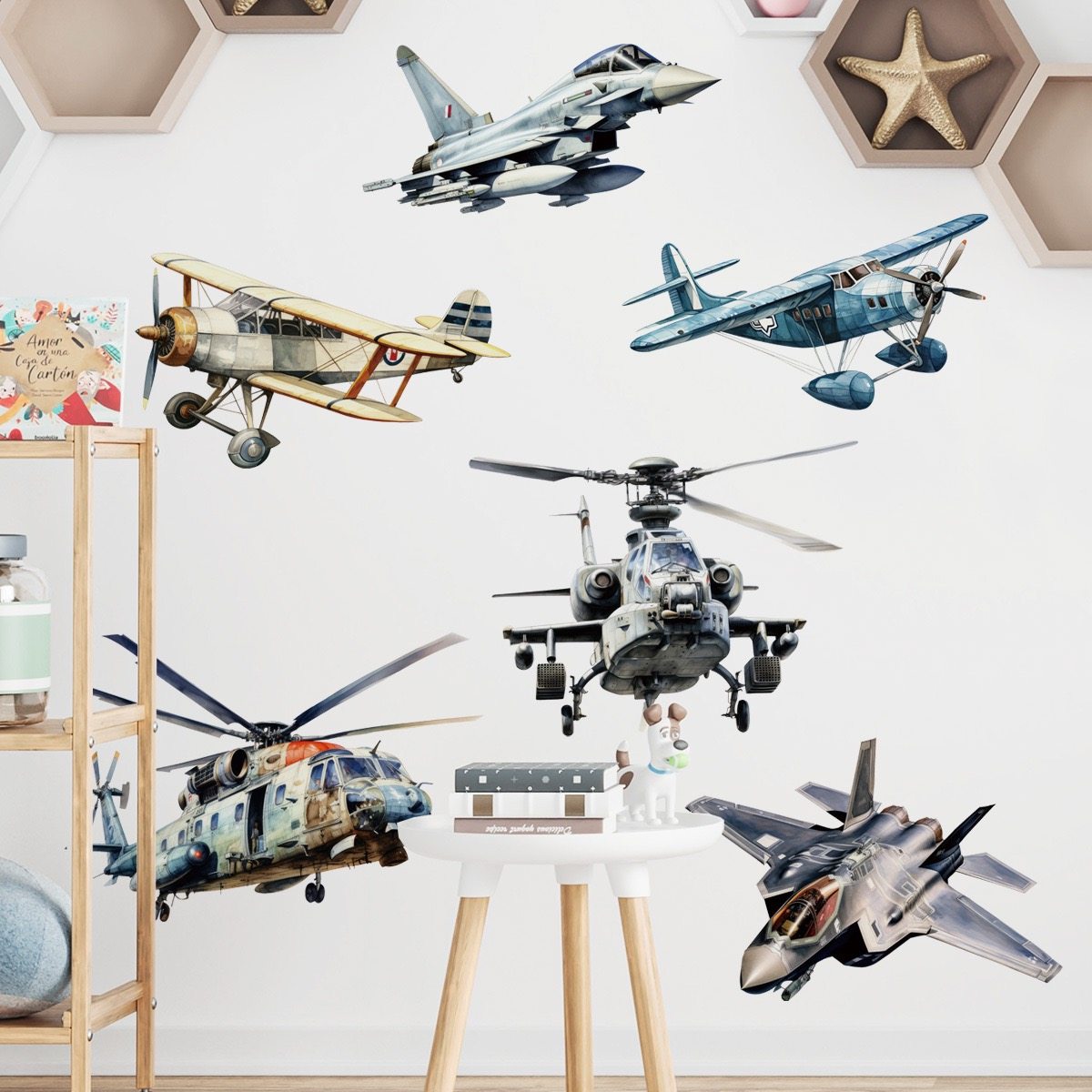 机械飞机自粘墙贴航空战斗机卡通宇宙飞船儿童房幼儿园科技感贴纸
