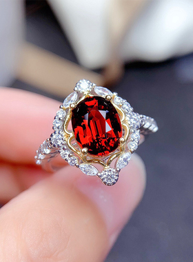 925纯银镶嵌天然石榴石套装