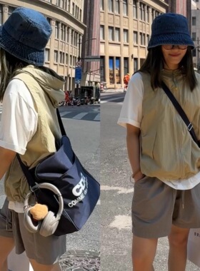 iamstudio 0100毒家款可爱撞色拉锁扣 山系户外连帽马甲