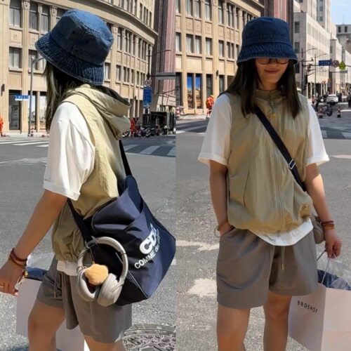 韩版短款锦纶连帽马甲