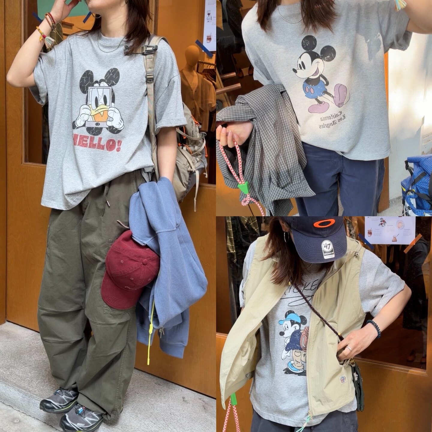 iamstudio 经典口碑卡通图案 6130做旧印花米奇系列棉质短袖T恤