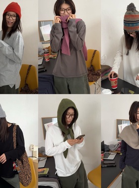 iamstudio 秋冬衣橱刚需 2135六色入基础长袖磨毛圆领长袖T恤