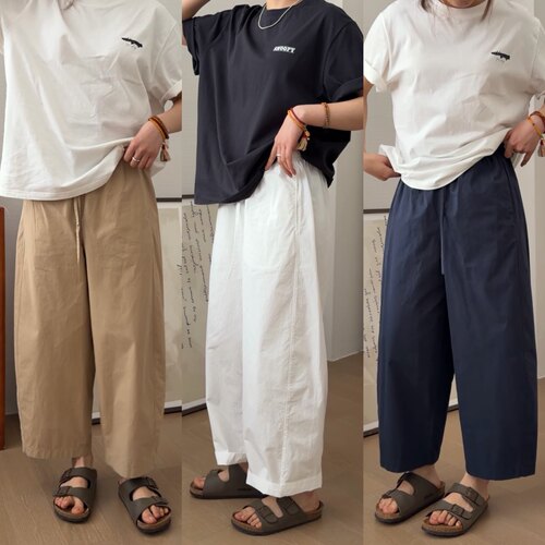 iamstudio 梨形身材专属 9473透气棉感显瘦直筒裤 夏季轻薄九分裤