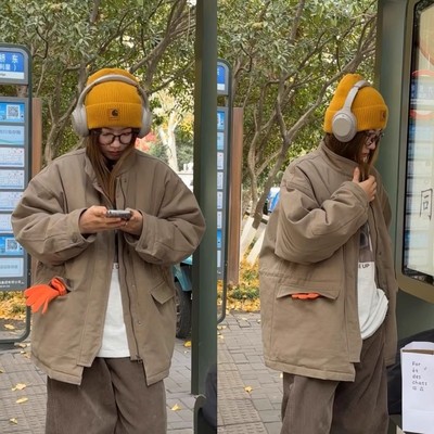 iamstudio 老粉口碑款 超保暖小立领巴恩风工装短款羽绒服7530