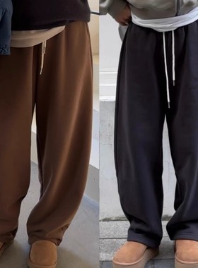 iamstudio 超显腿长加绒厚款香蕉运动裤 松紧腰