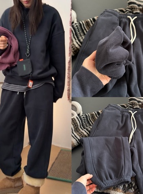 iamstudio 绵密加厚3322经典款保暖加绒束脚运动裤卫裤