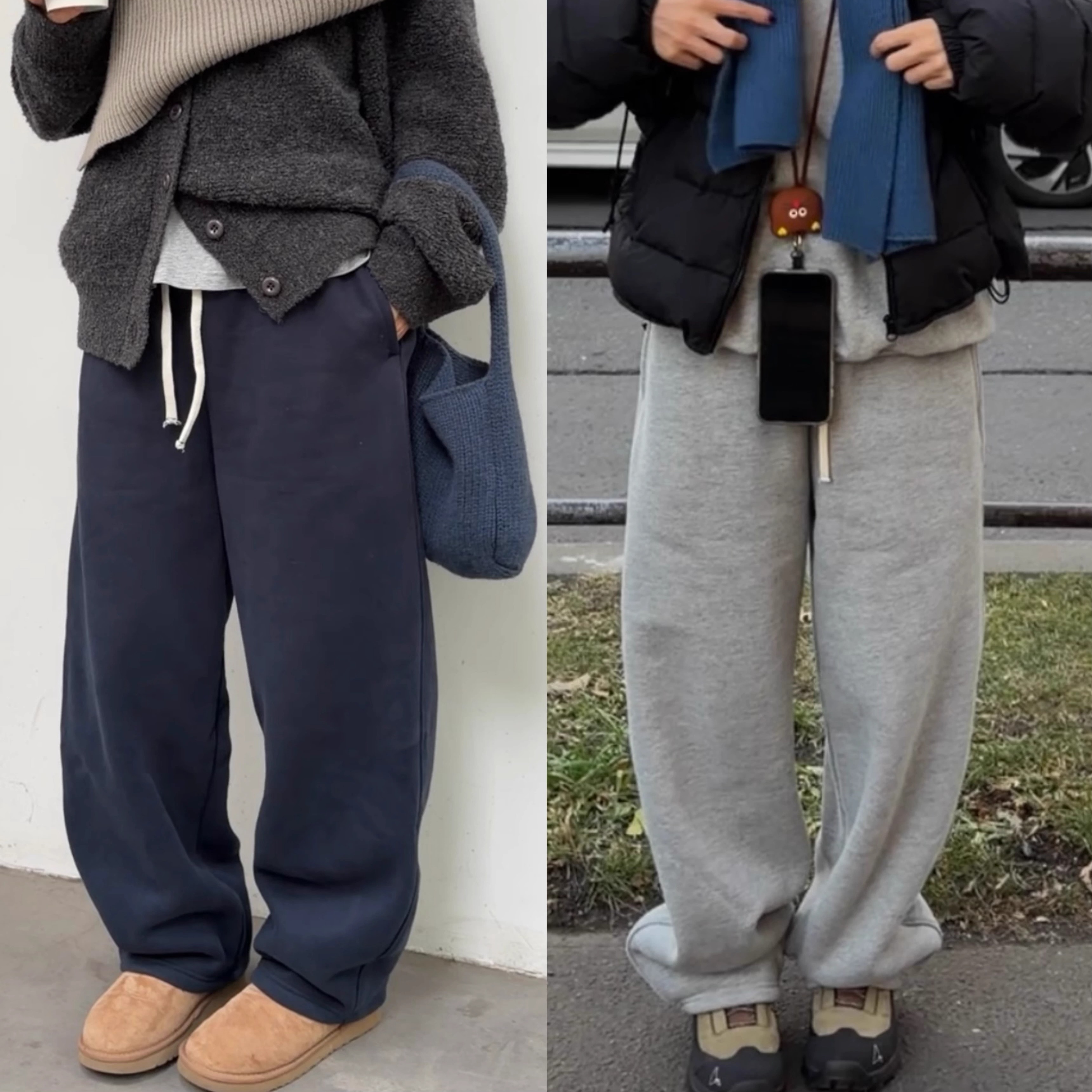 iamstudio 口碑返场款韩国面料腰头两穿加厚绒超保暖小镰刀运动裤