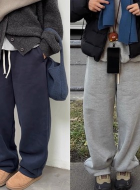 iamstudio 口碑返场款韩国面料腰头两穿加厚绒超保暖小镰刀运动裤