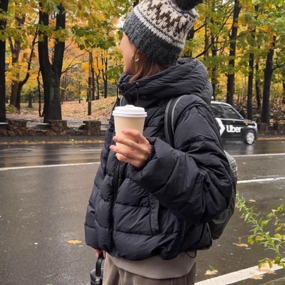 iamstudio 7391巨好穿的轻便保暖连帽短款羽绒服 帽型超级好看