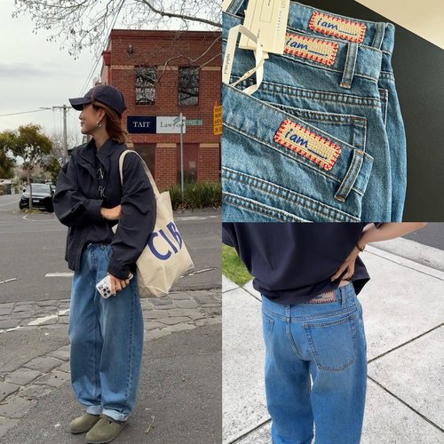 iamstudio 9200毒家定制高品质 蓝色固色环保复古洗直筒牛仔裤