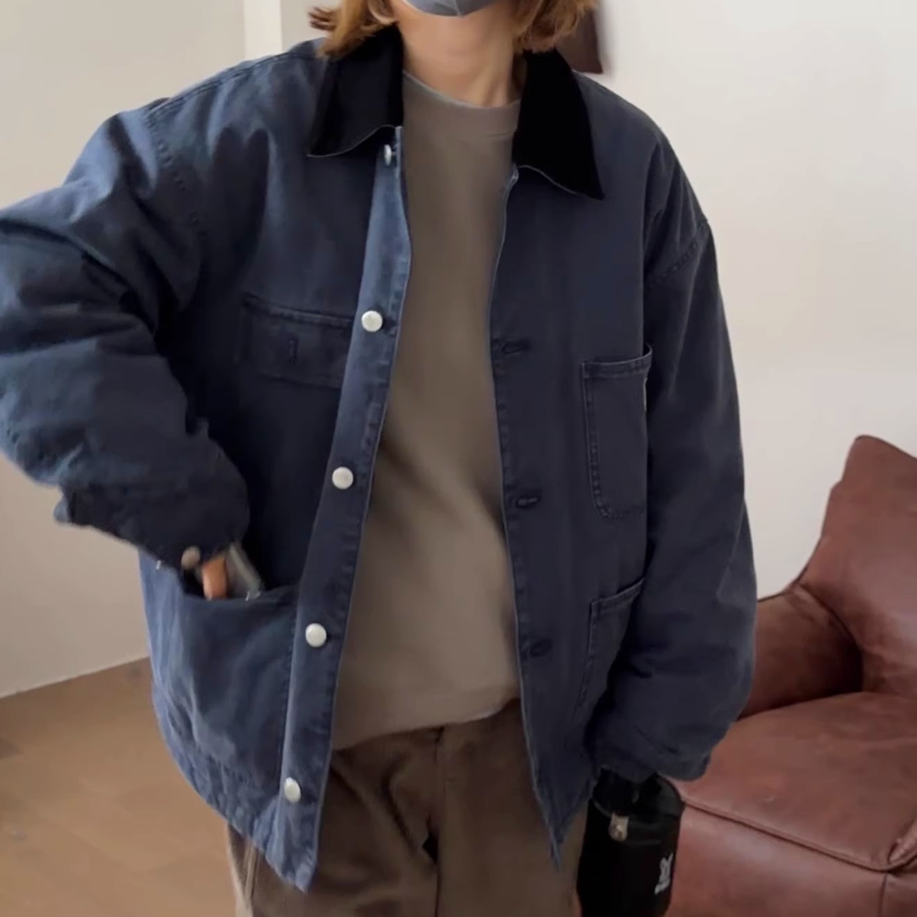 iamtudio 毒家重磅6750珠帆布成衣水洗 超防风保暖工装棉服外套