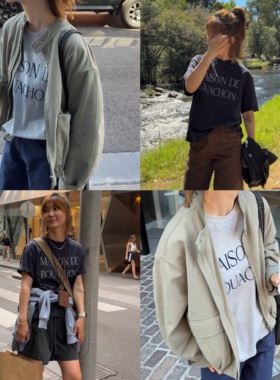 iamstudio 6991毒家定制款 进口超薄植绒贴布字母棉质宽松短袖T恤