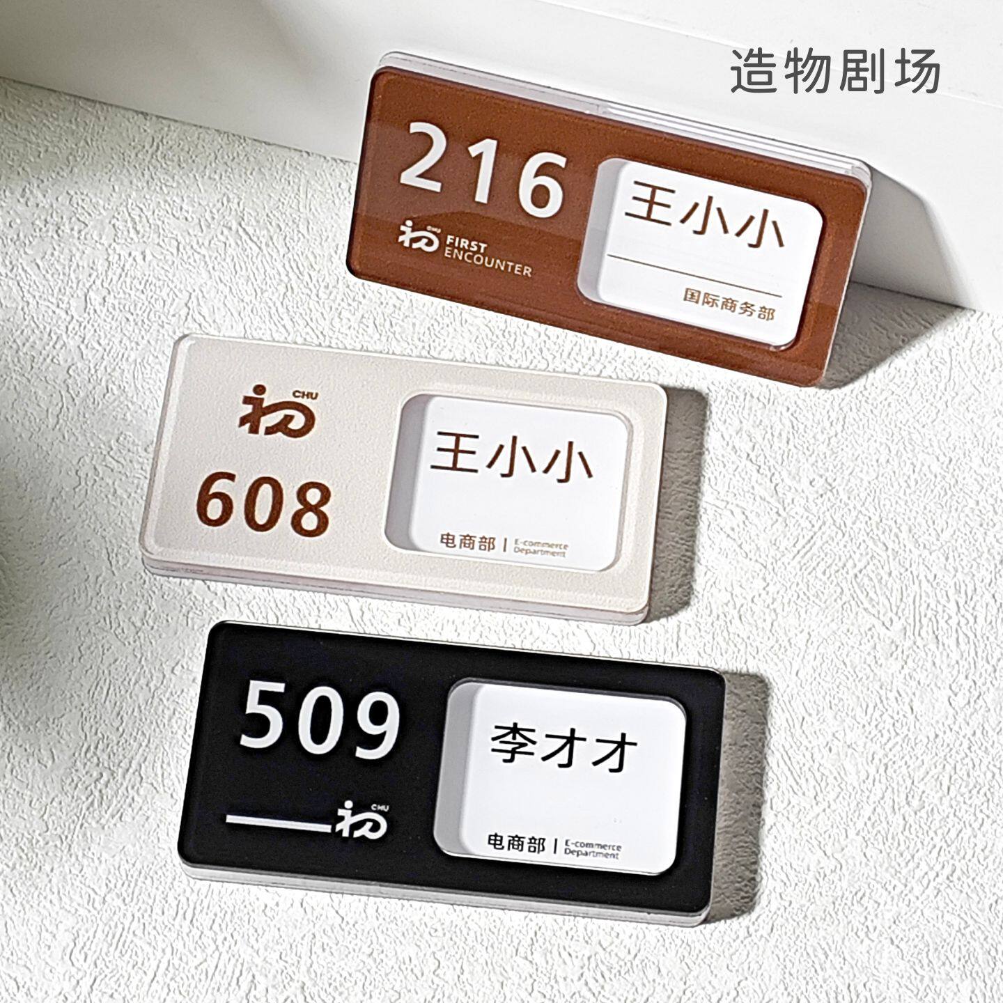 储物柜更衣室柜门数字贴牌公司门店员工铭牌可更换名片提示牌定制