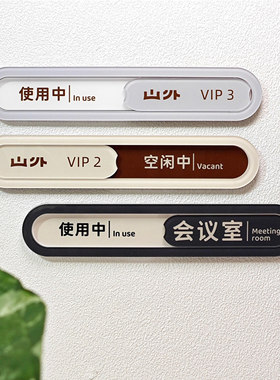 接待室标牌会议室美容院使用中空闲中已预约状态切换提示门牌定做