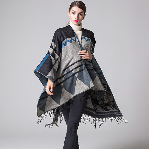 Tassel Long Shawl Autumn Winter Women Retro Cape Scarf