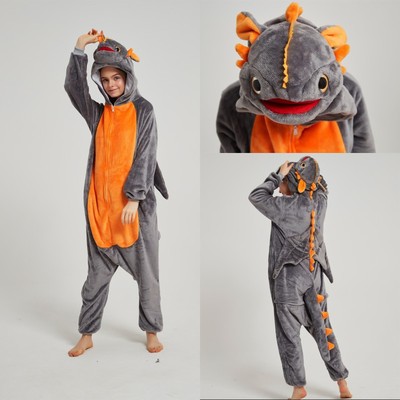 Cartoon jumpsuit pajamas, animals, adults, children, dragon
