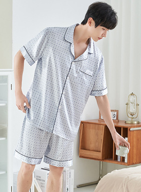 Pajamas men's ice silk short sleeved shorts home clothing t