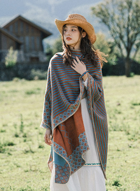 Northwest tourism photography ethnic shawl women's thick ov