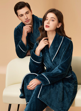 New coral velvet pajamas for men and women, thickened and p
