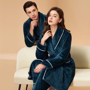 New coral velvet pajamas for men and women, thickened and p