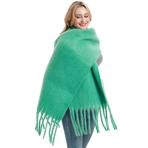 New Women's Shawl Long Tassel Thick Beard Grass Green Thick