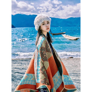 for warm tourism Thick paired shawl photography wit ethnic