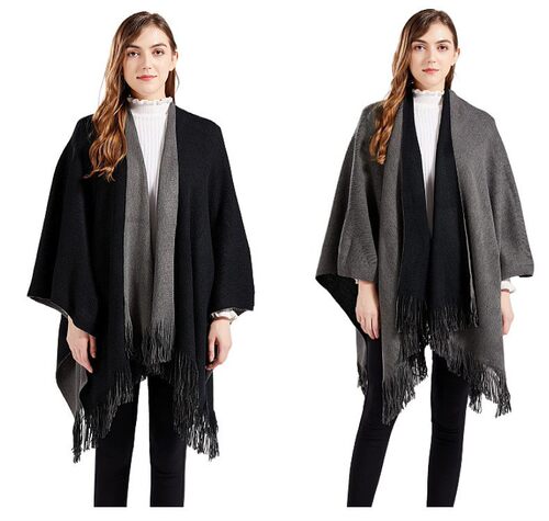 Double sided knitted shawl, single color warm shawl, single