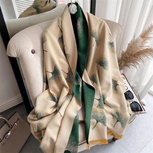 leaf scarf air sided conditioned ginkgo women Double for
