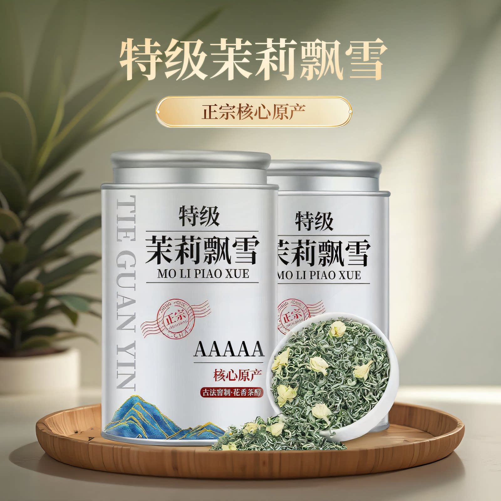 茉莉花茶特级2026新茶浓香型茉莉飘雪茶叶明前茶礼盒装250g罐装