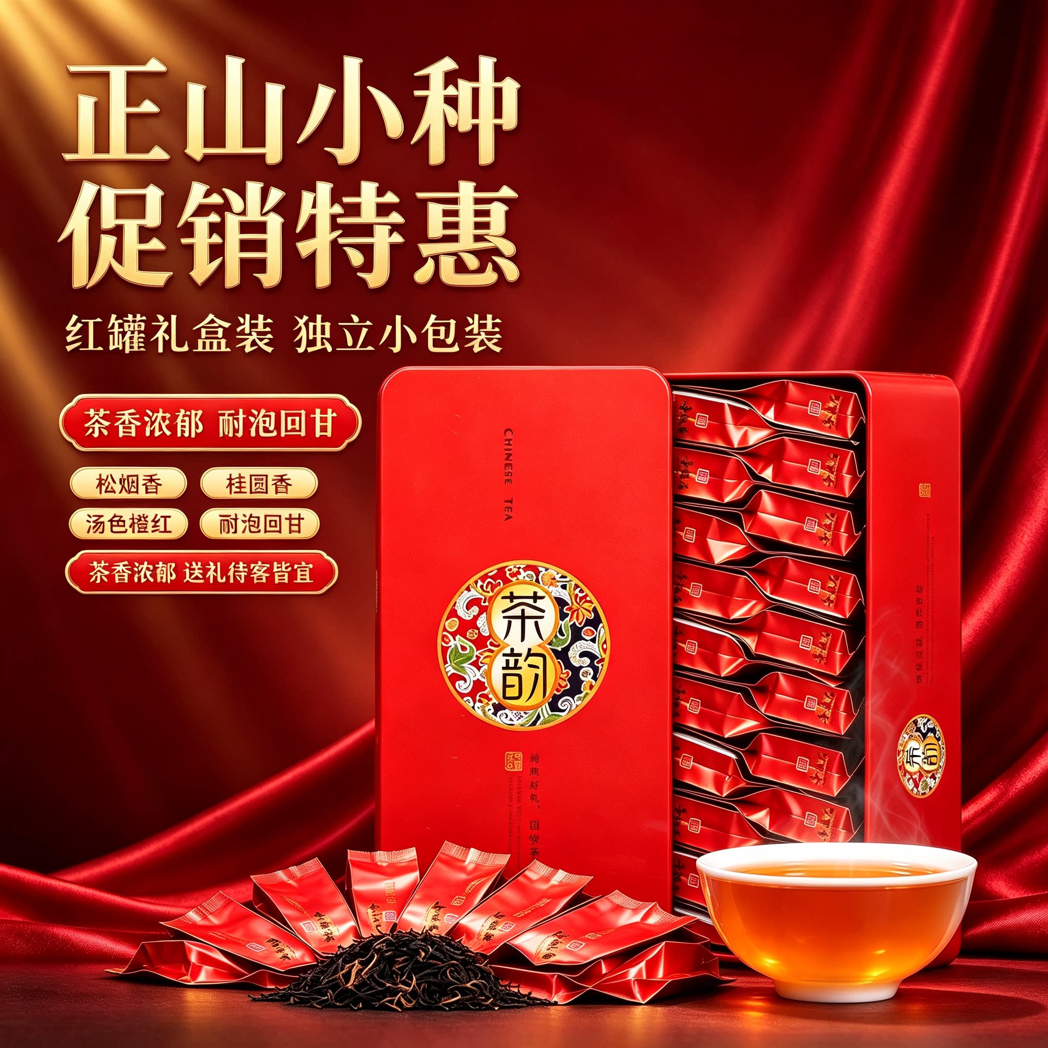 新茶正宗正山小种红茶正品武夷山高山浓香型耐泡散装罐装礼盒茶叶
