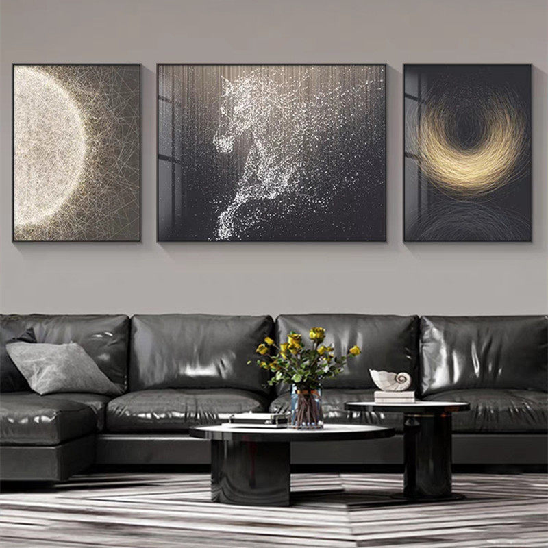 现代轻奢客厅装饰画马到功成高级感沙发背景简约大气三联墙壁挂画,家居饰品,现代装饰画,淘宝优惠券,粉丝福利购,淘宝优惠卷