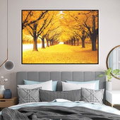 黄金大道客厅装 招财风景挂画卧室床头墙壁画办公室发财树 饰画中式