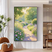 现代简约莫奈花园风景装 饰画客厅高级感轻奢玄关餐厅卧室墙壁挂画